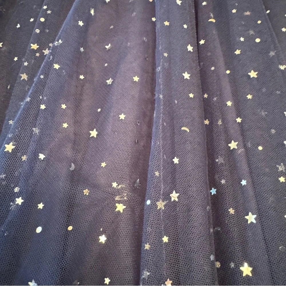 Children's Starlit Midnight Blue Maxi Skirt Star Sequin Tulle Skirt 10